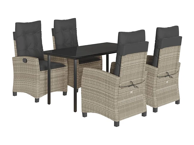 Ensemble à manger de jardin et coussins 5 pcs gris clair rotin