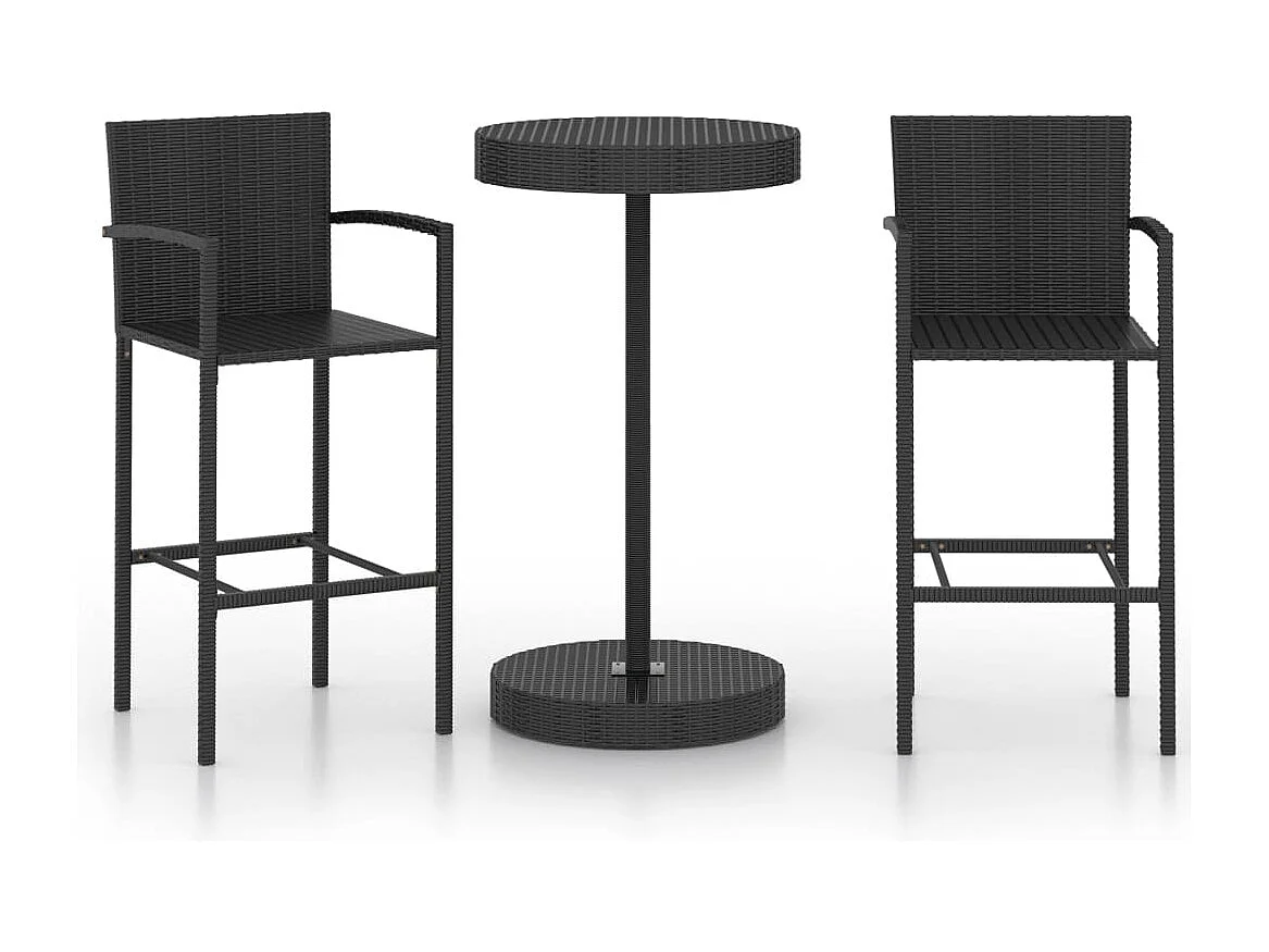 Ensemble de bar de jardin 3 pcs Résine tressée Noir