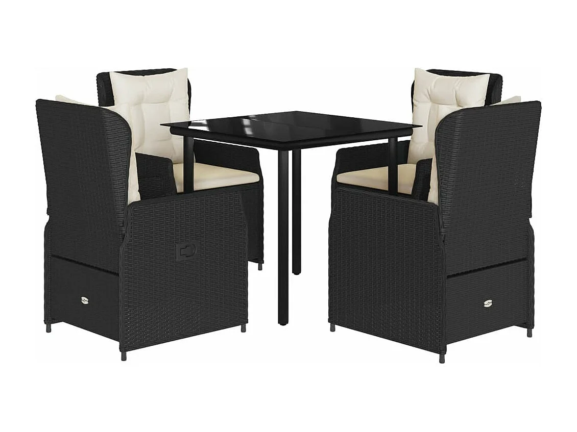 Ensemble à manger de jardin coussins 5pcs Noir Résine tressée