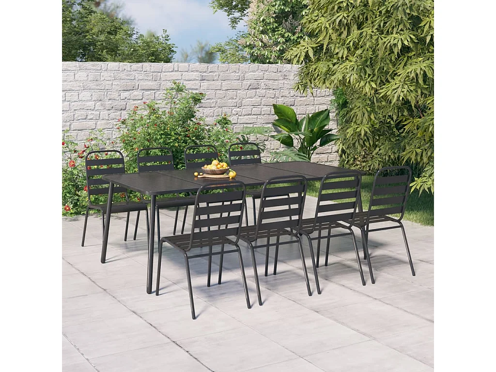 Ensemble à manger de jardin 9 pcs anthracite acier