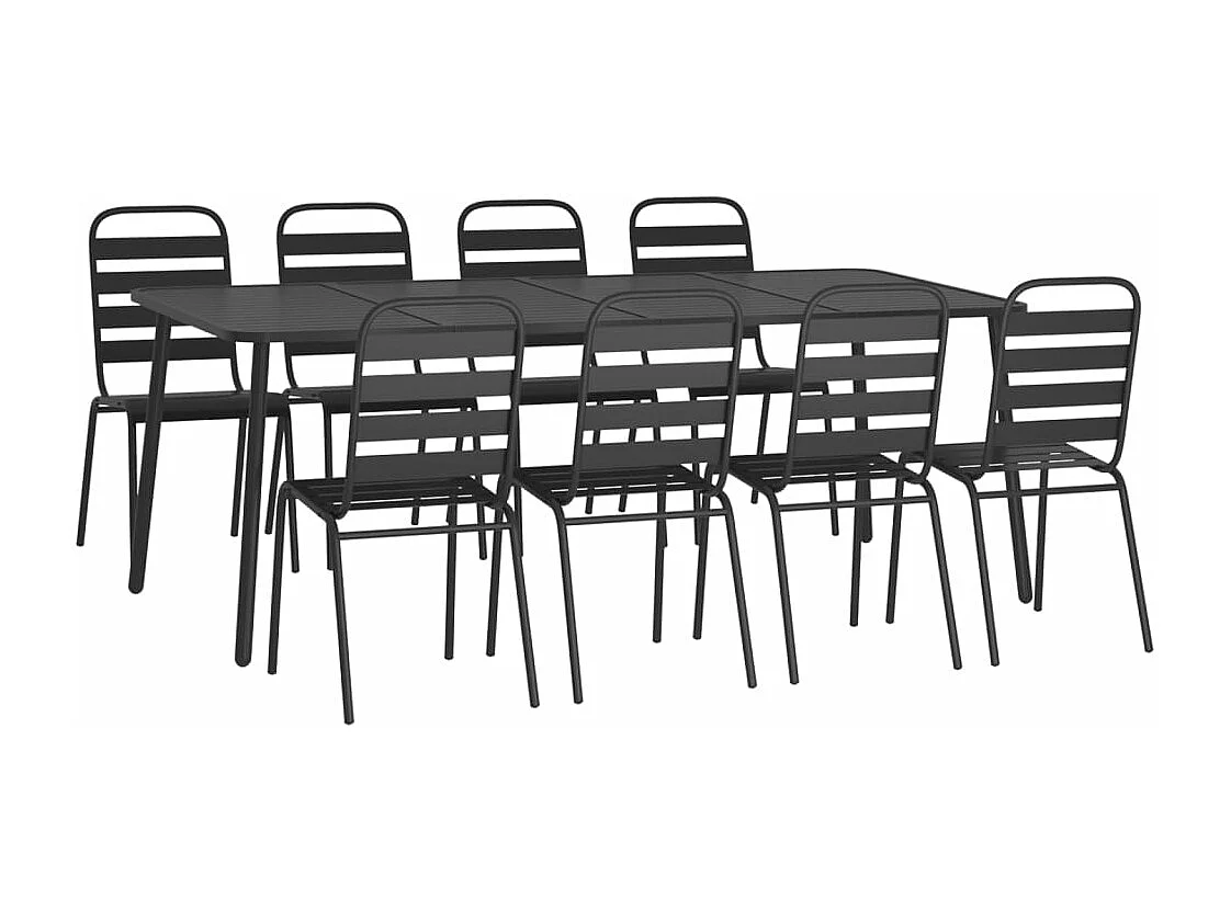 Ensemble à manger de jardin 9 pcs anthracite acier