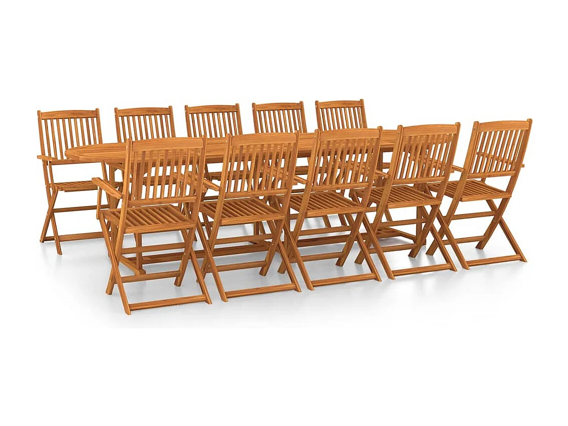 Mobilier à dîner de jardin 11 pcs Bois d'acacia massif 4