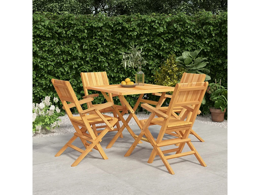 Ensemble à manger de jardin 5 pcs Bois de teck massif
