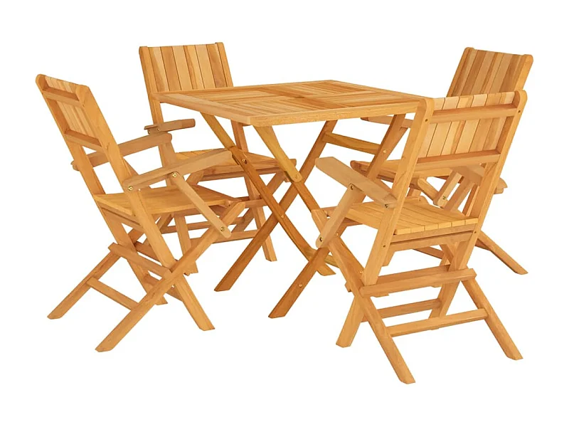 Ensemble à manger de jardin 5 pcs Bois de teck massif