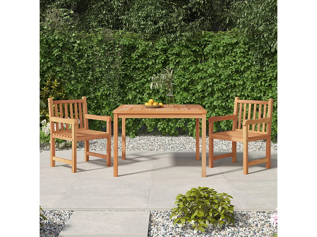 Ensemble à manger de jardin 3 pcs Bois de teck massif