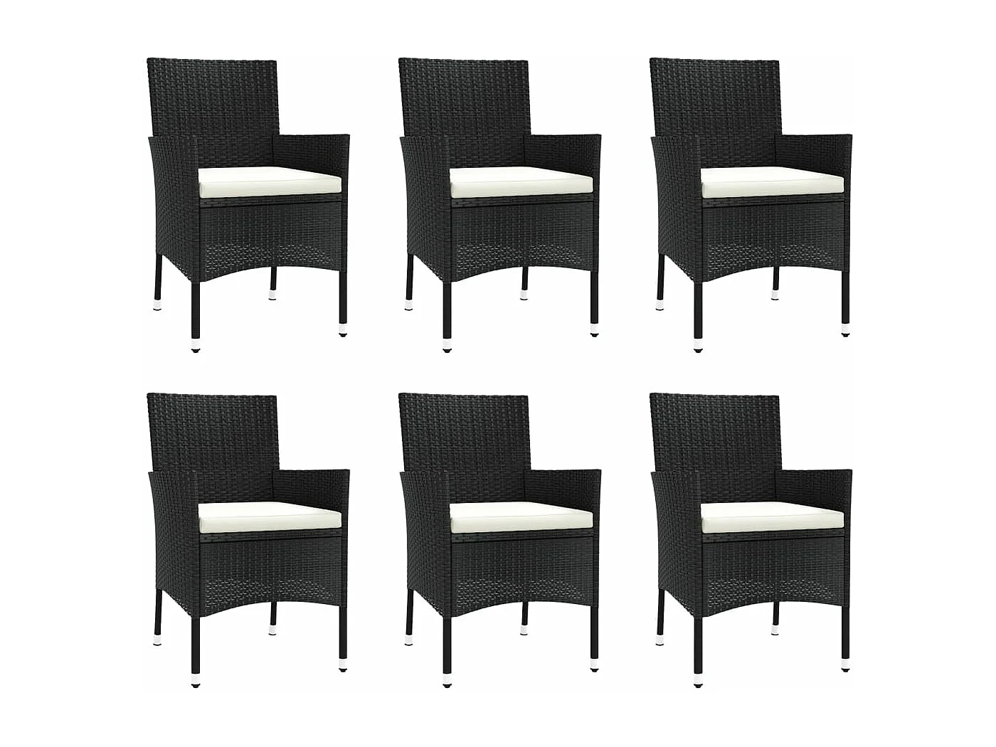Ensemble à manger de jardin coussins 7pcs Noir Résine tressée