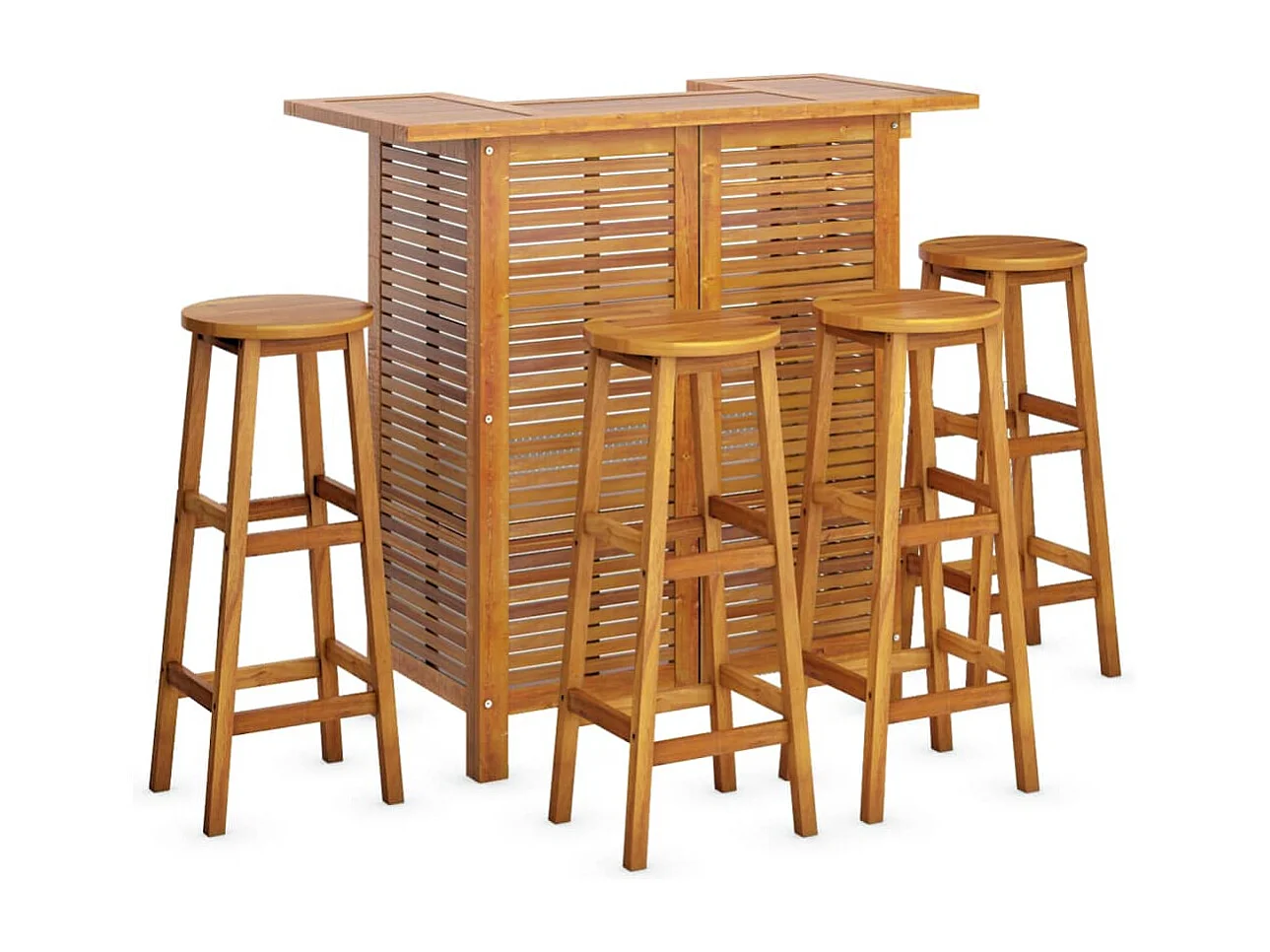 Ensemble de bar de jardin 5 pcs Bois d'acacia solide 2