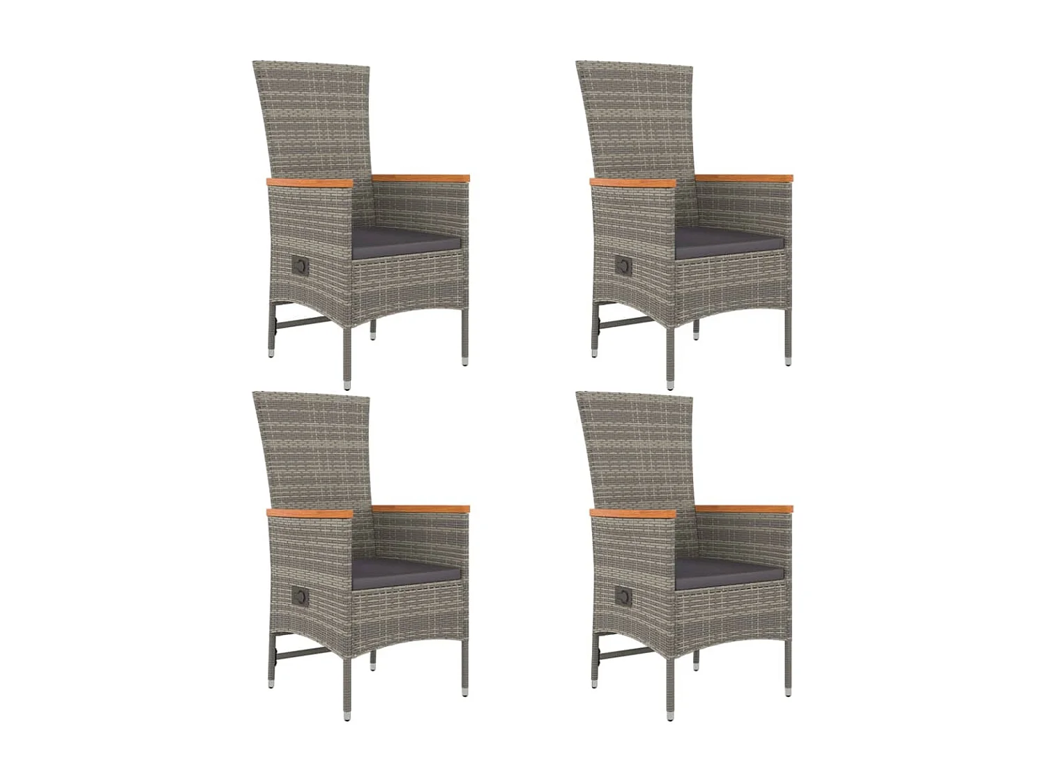 Ensemble à manger de jardin 5 pcs coussins gris résine tressée