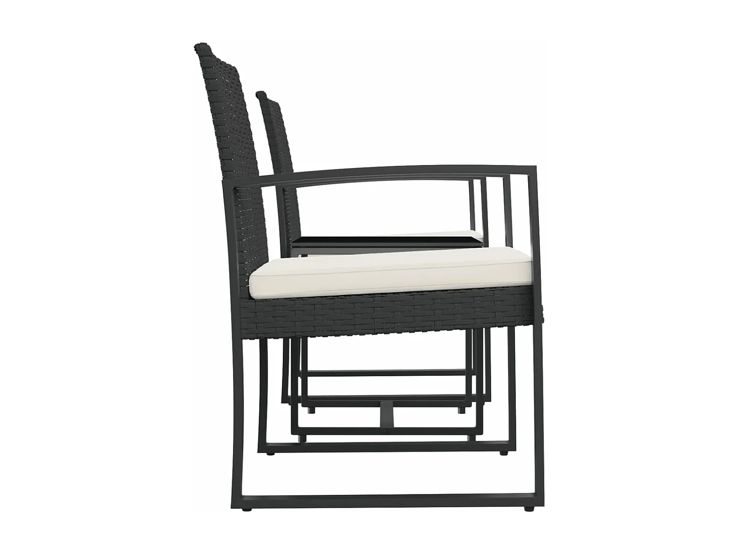 Ensemble à manger de jardin avec coussins 3 pcs noir rotin PP