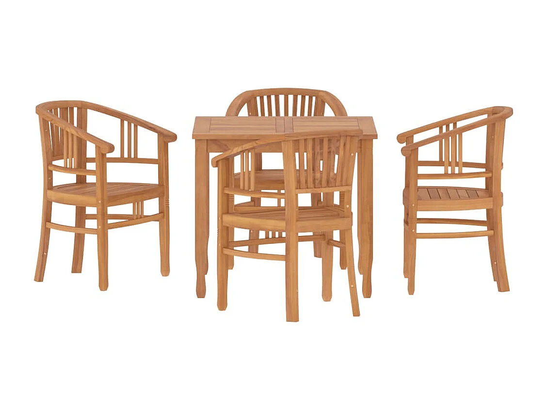 5-delige Tuinset massief teakhout