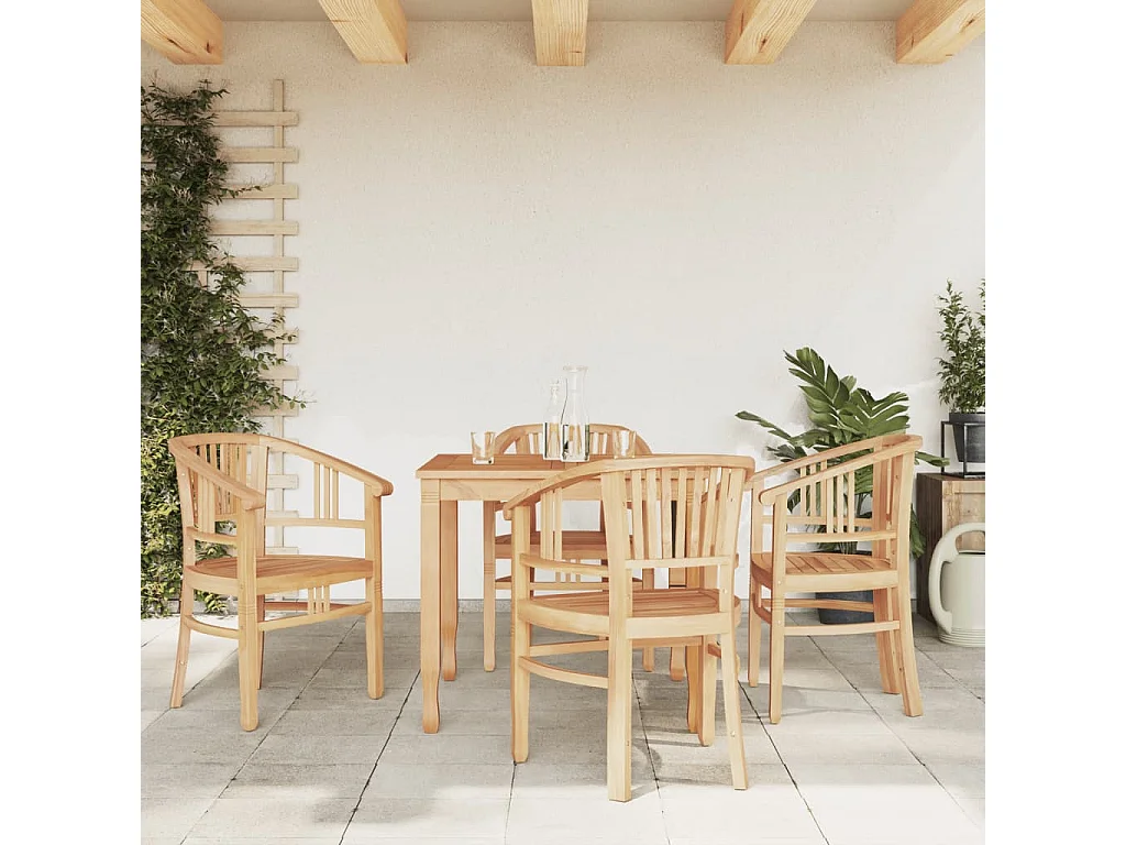 5-delige Tuinset massief teakhout