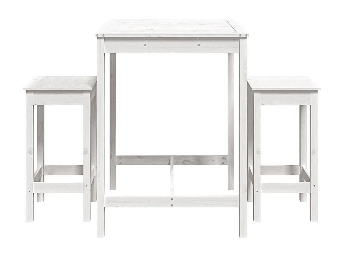 Ensemble de bar de jardin 3 pcs blanc bois de pin massif