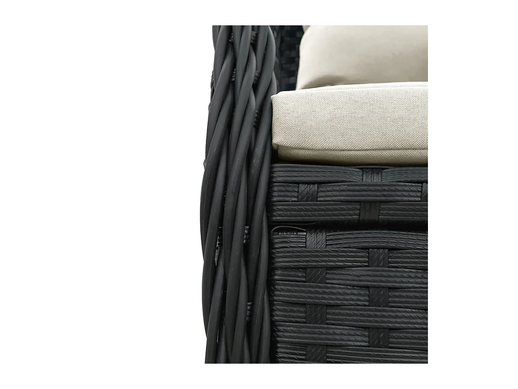 Ensemble à manger de jardin 9pcs coussins noir résine tressée