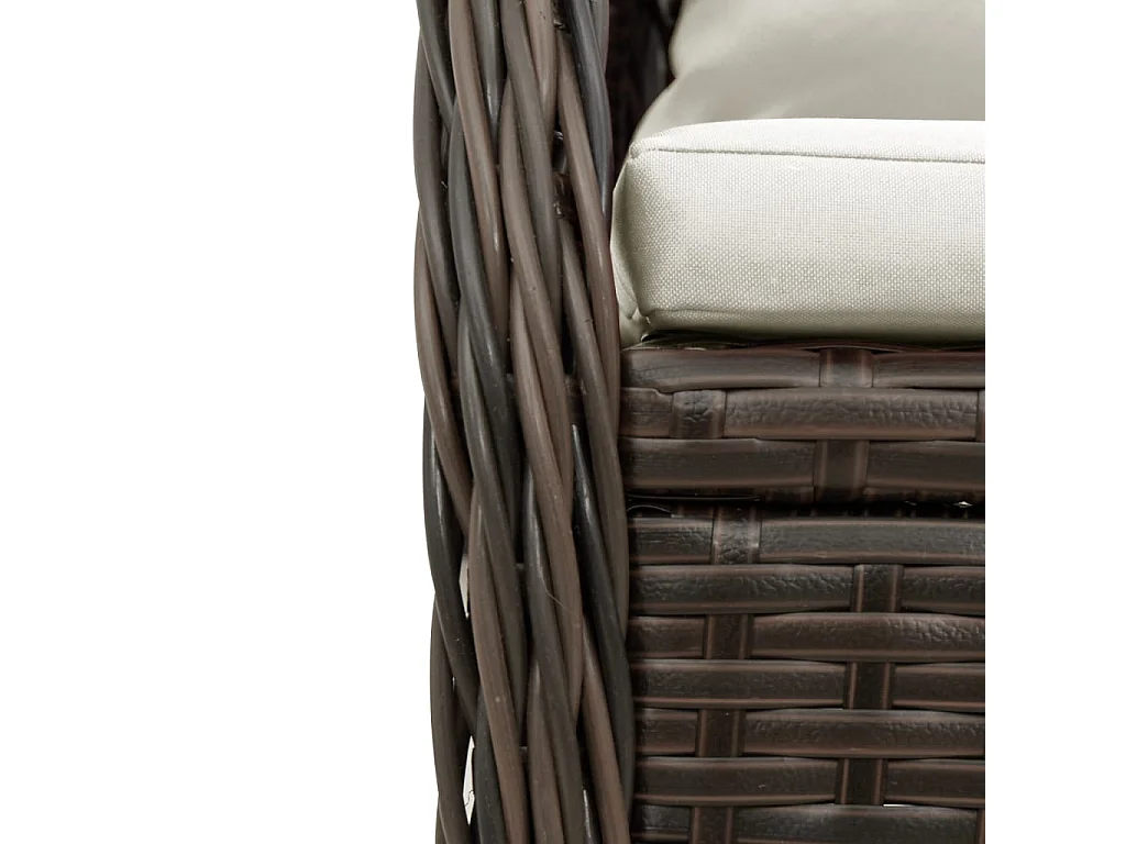 Ensemble à manger de jardin et coussins 9 pcs marron poly rotin