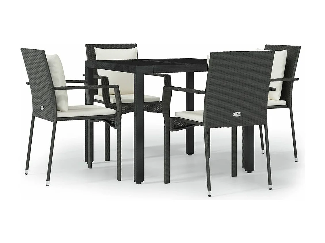 vidaXL Set de muebles jardín 5 pzas con cojines ratán sintético negro