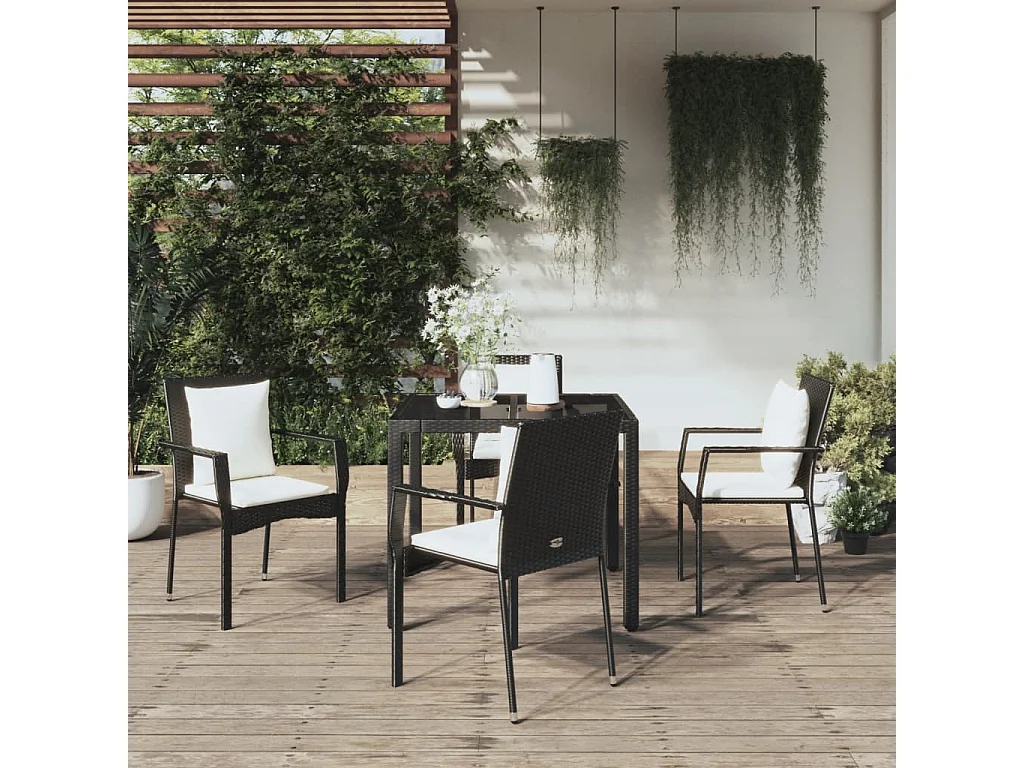 vidaXL Set de muebles jardín 5 pzas con cojines ratán sintético negro
