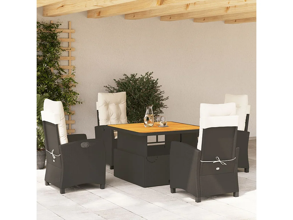 vidaXL Set de muebles jardín 5 pzas con cojines ratán sintético negro