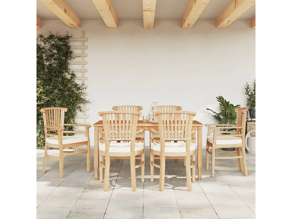 Ensemble à manger de jardin 7 pcs Bois de teck solide