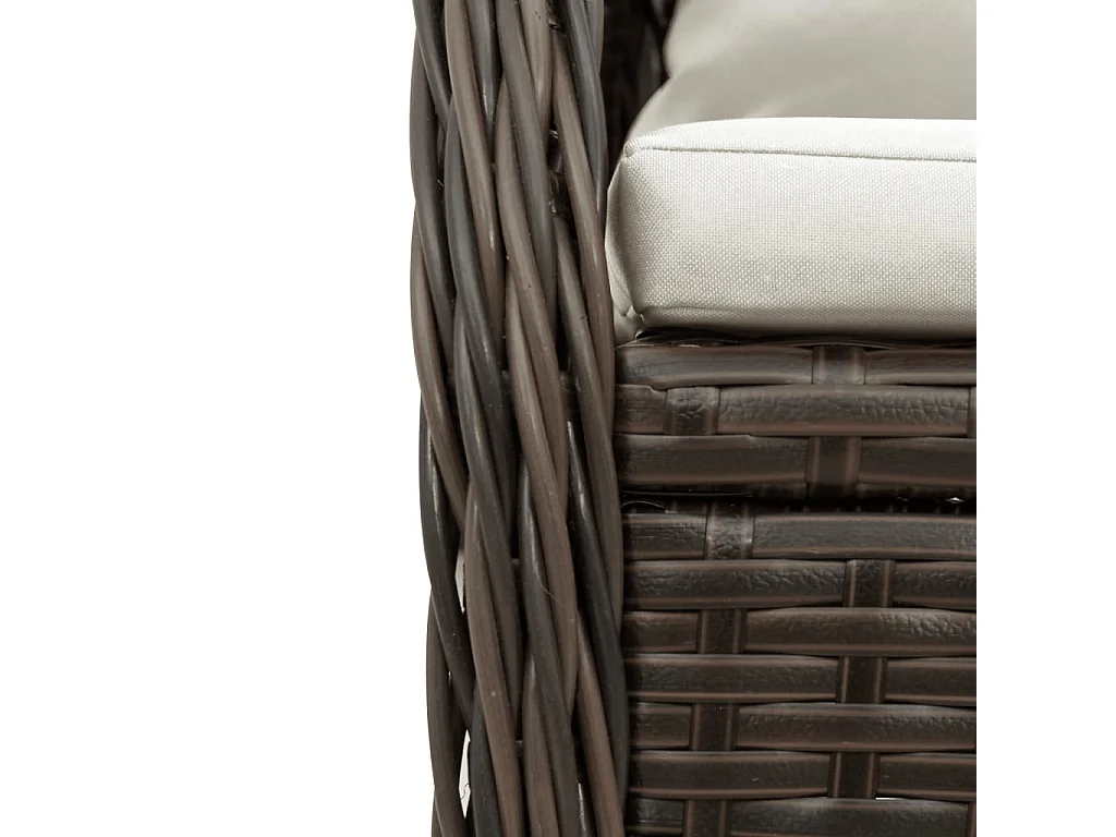 Ensemble à manger de jardin 5 pcs et coussins marron poly rotin