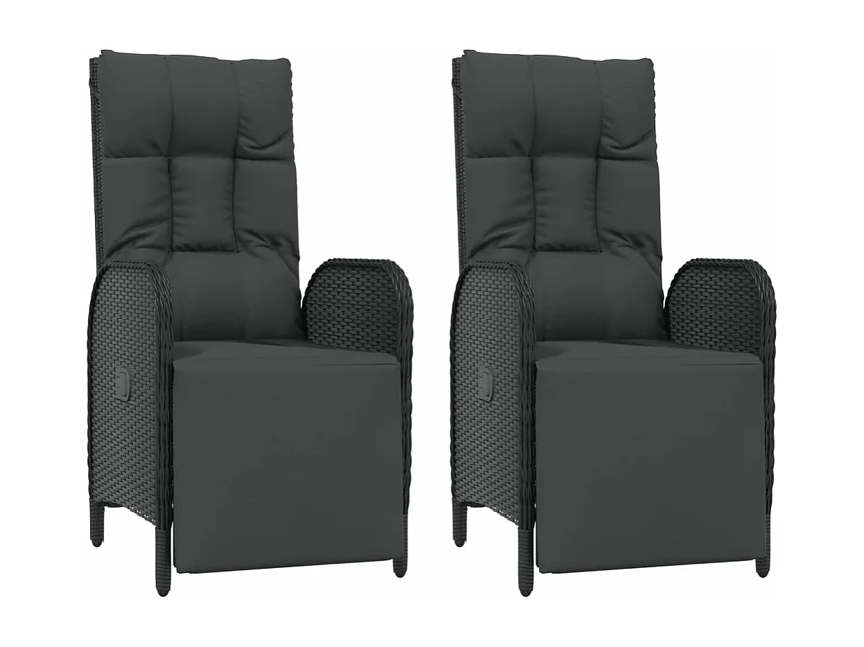 Ensemble à manger de jardin coussins 5pcs Noir Résine tressée