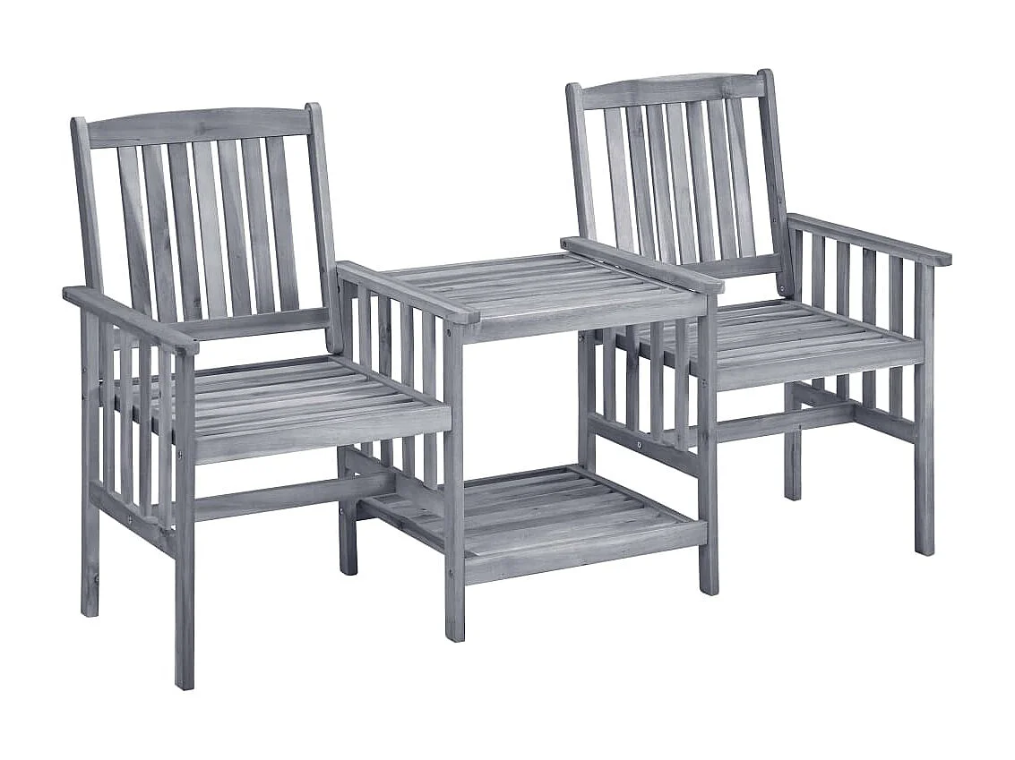 Chaises de jardin avec table à thé et coussins Acacia solide 52