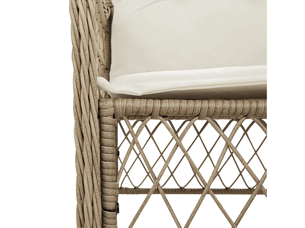 Ensemble à manger de jardin et coussins 9 pcs beige Poly rotin