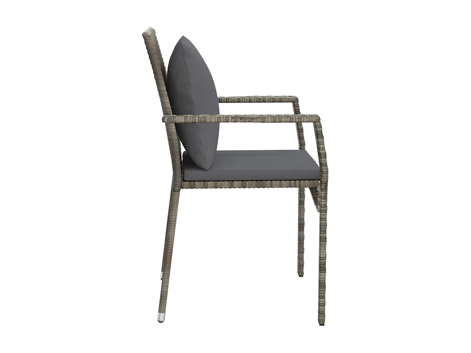 Chaises de jardin avec coussins lot de 4 Résine tressée Gris
