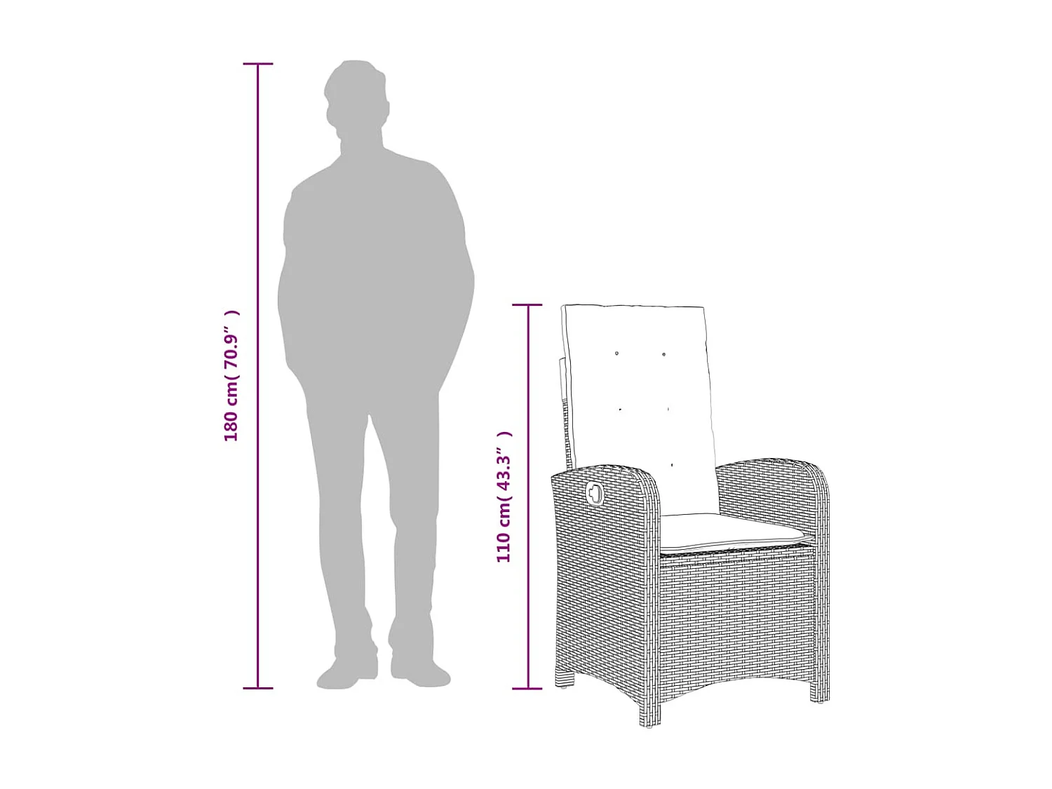 Ensemble à manger de jardin et coussins 7 pcs gris rotin