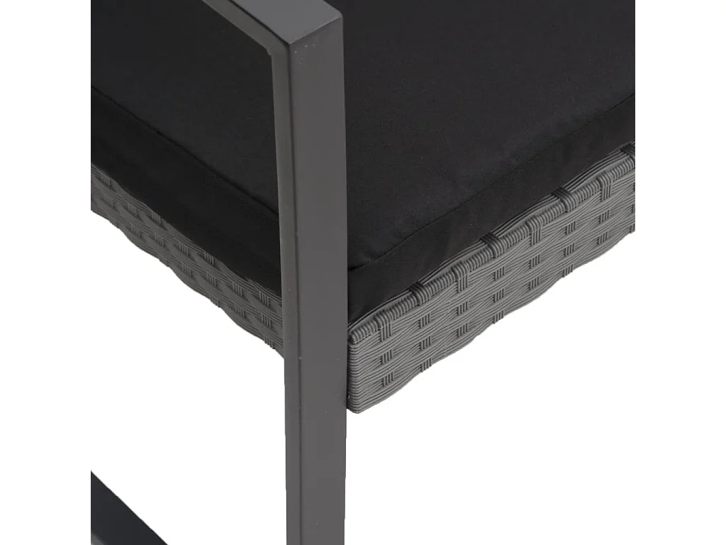 Ensemble à manger de jardin coussins 3 pcs gris foncé rotin PP