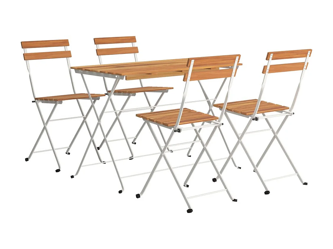 Ensemble de bistro pliable 5 pcs Bois d'acacia solide et acier