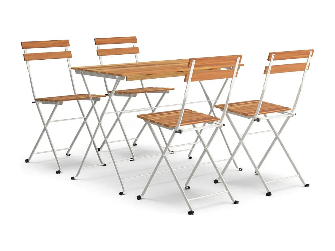 Ensemble de bistro pliable 5 pcs Bois d'acacia solide et acier