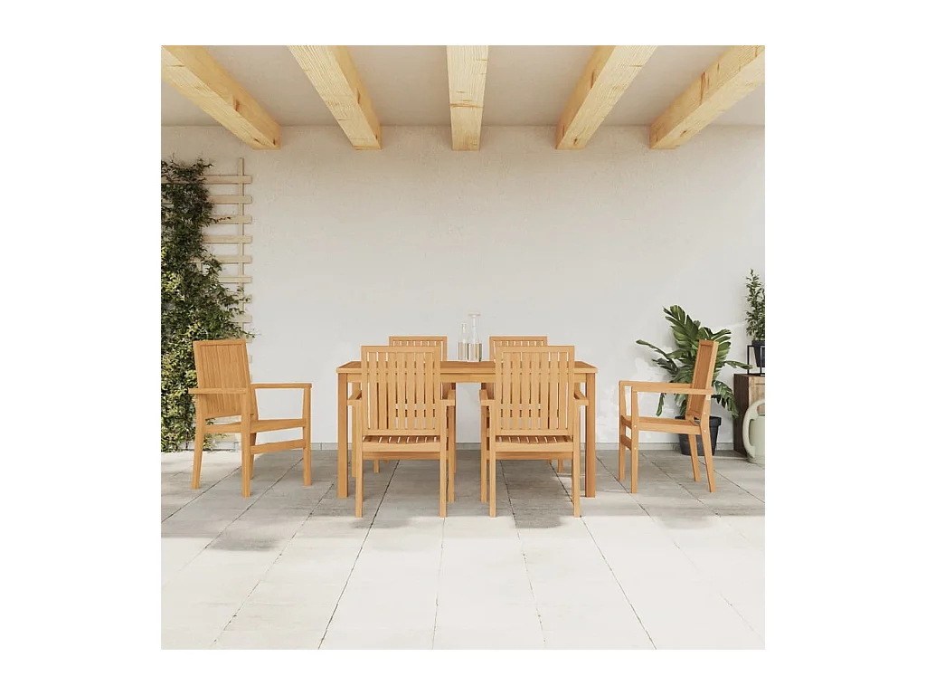 Ensemble à manger de jardin 7 pcs Bois de teck solide