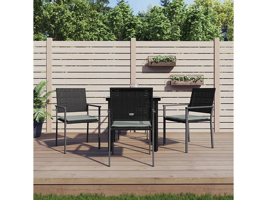 Ensemble à manger de jardin 5 pcs coussins résine tressée acier