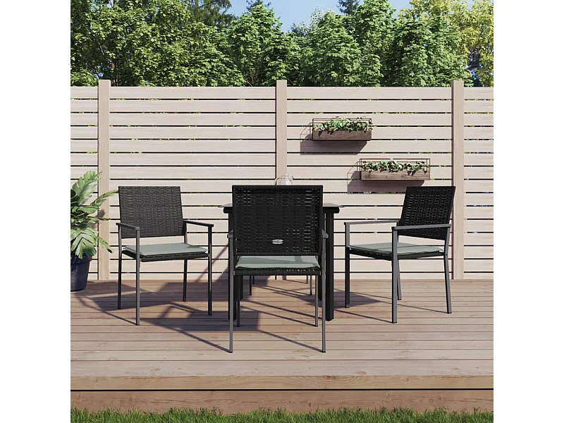 Ensemble à manger de jardin 5 pcs coussins résine tressée acier