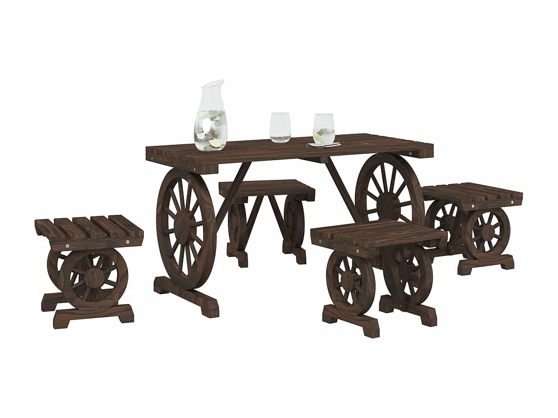 Ensemble à manger de jardin 5 pcs bois de sapin massif