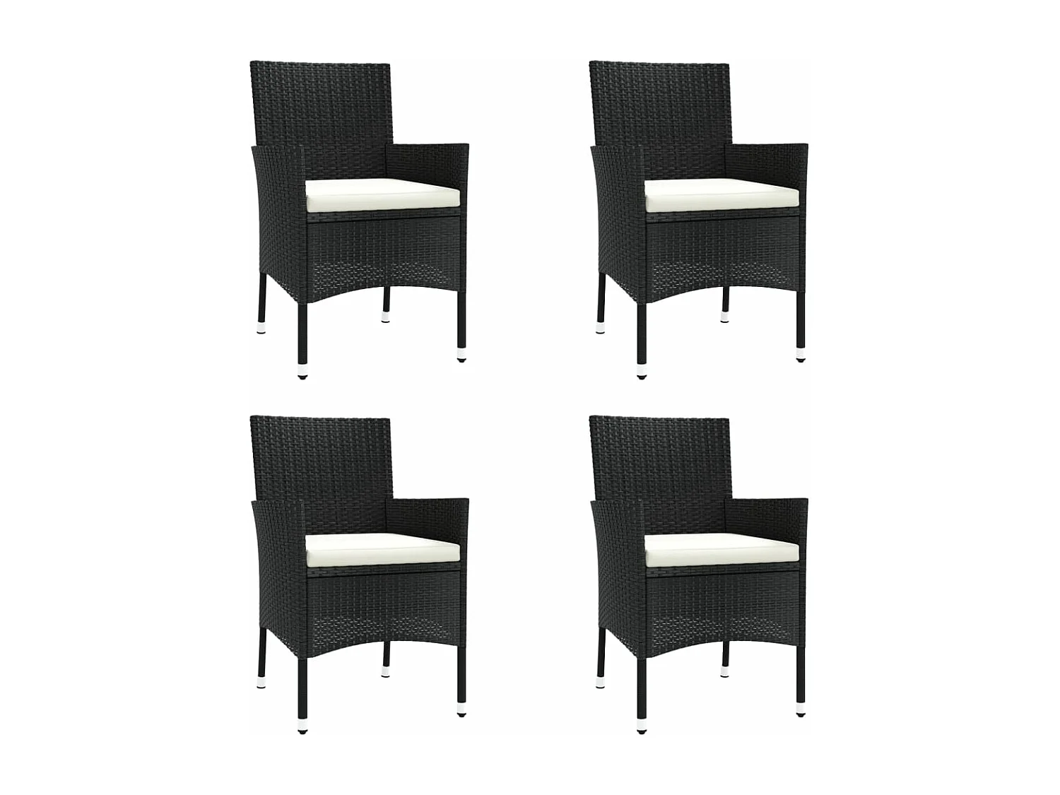 Ensemble de bistro de jardin 5 pcs coussins noir poly rotin