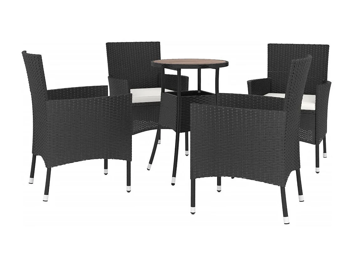 Ensemble de bistro de jardin 5 pcs coussins noir poly rotin