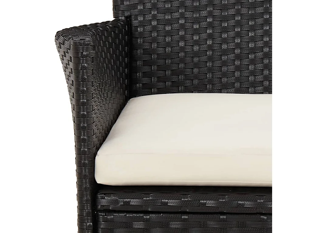 Ensemble de bistro de jardin 5 pcs coussins noir poly rotin