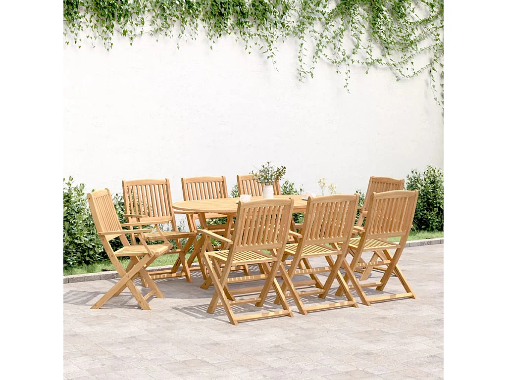 Ensemble à manger de jardin 9 pcs bois d'acacia solide