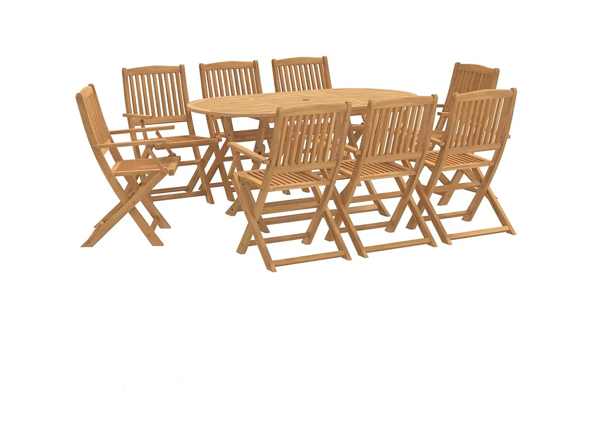 Ensemble à manger de jardin 9 pcs bois d'acacia solide
