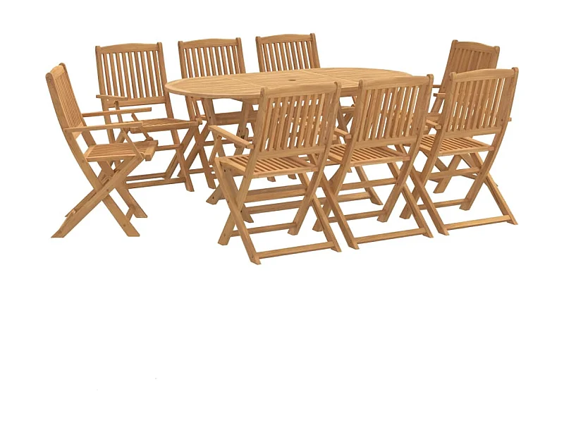 Ensemble à manger de jardin 9 pcs bois d'acacia solide