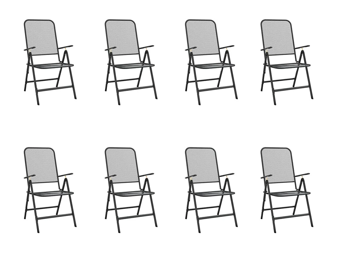 Ensemble à manger de jardin 9 pcs anthracite métal maille