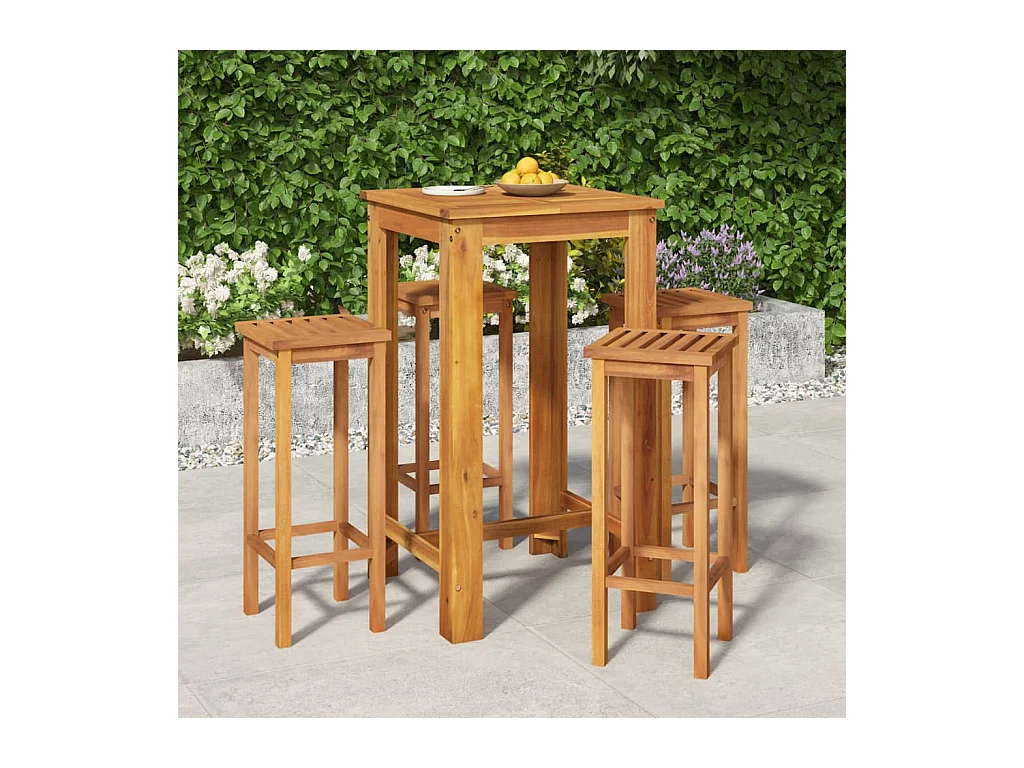 Ensemble de bar de jardin 5 pcs bois d'acacia solide
