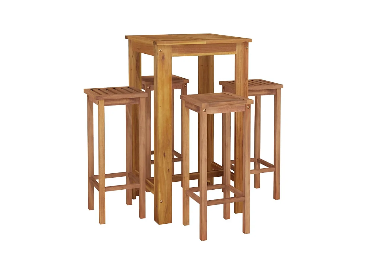 Ensemble de bar de jardin 5 pcs bois d'acacia solide