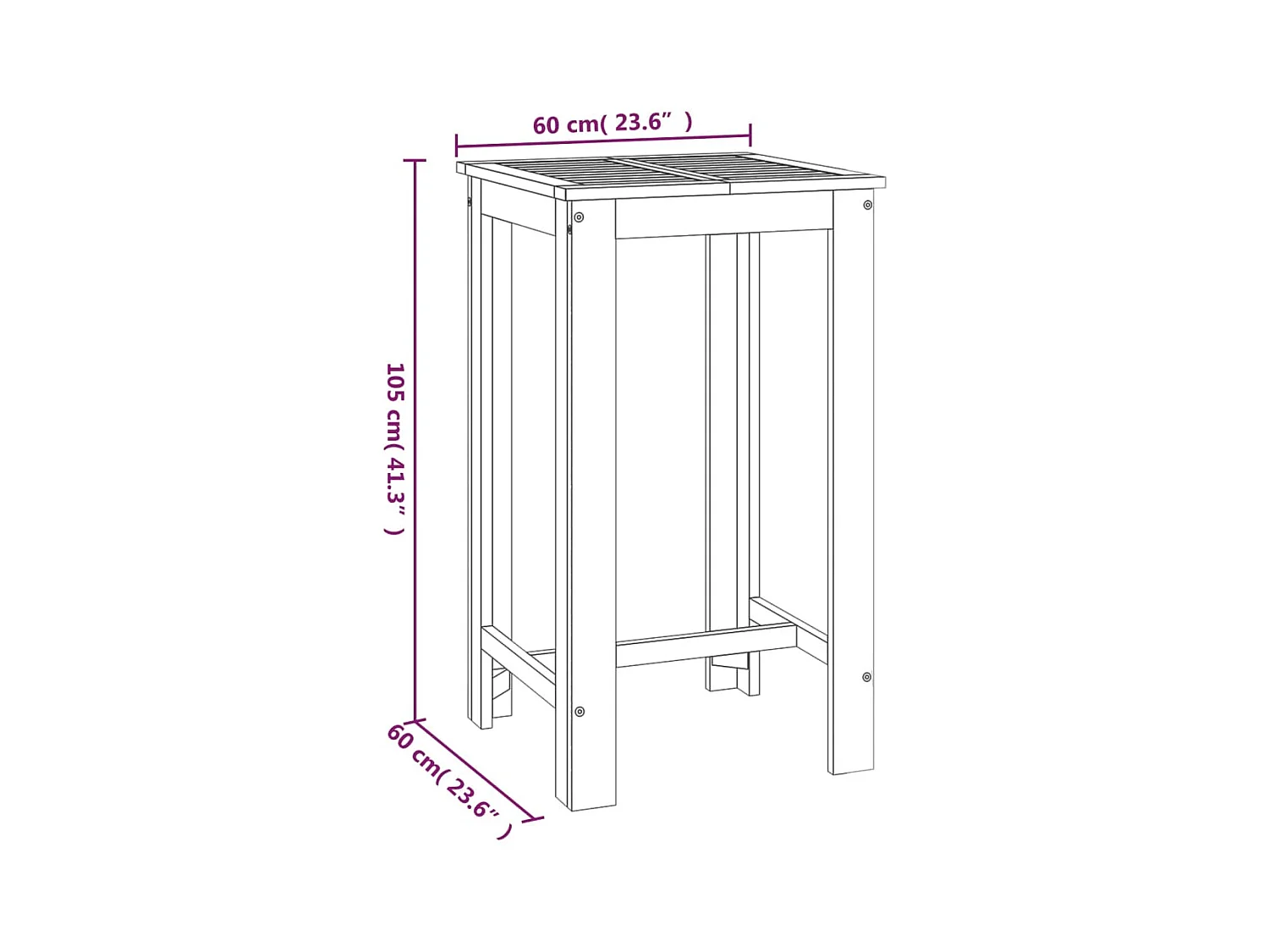 Ensemble de bar de jardin 5 pcs bois d'acacia solide