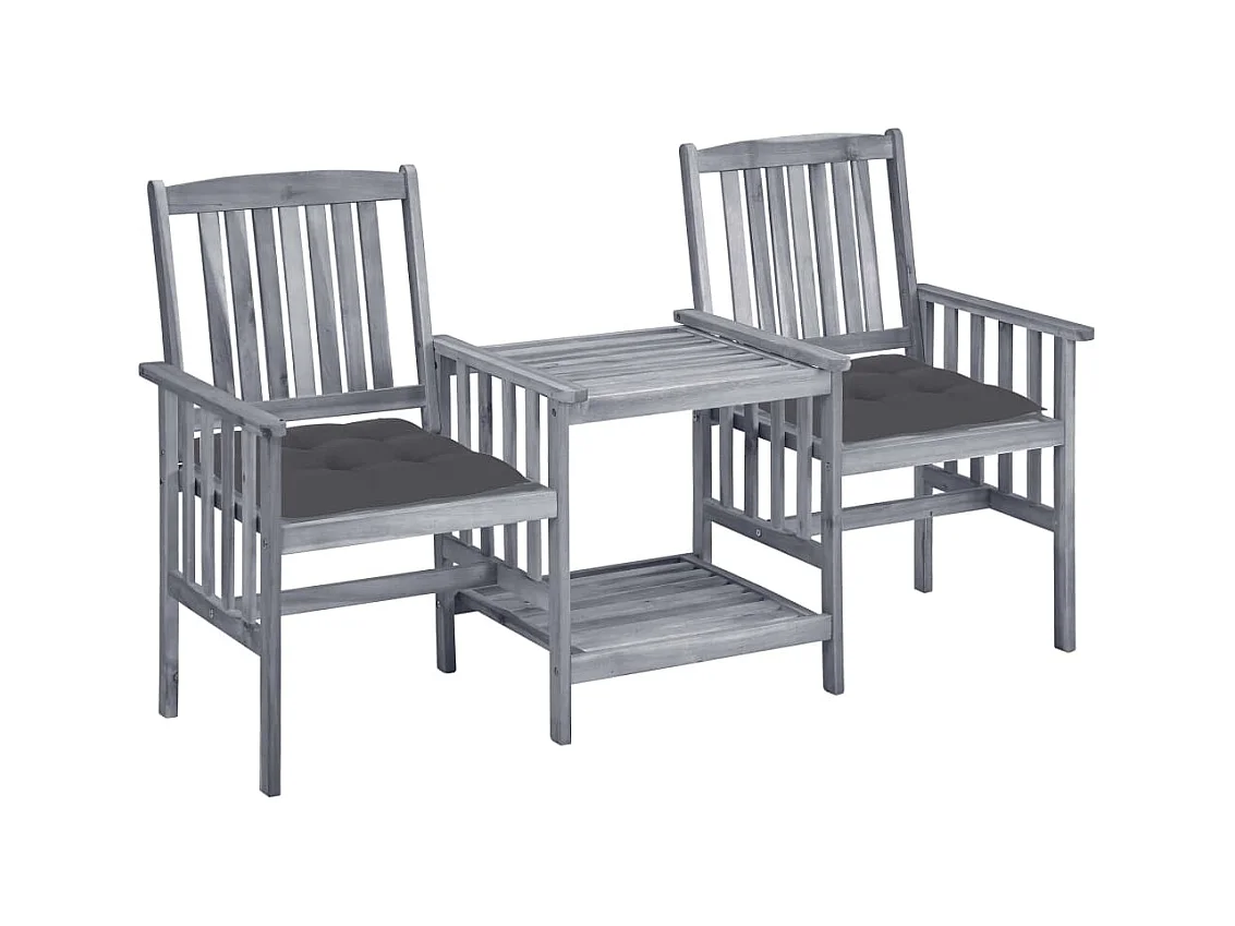 Chaises de jardin avec table à thé et coussins Acacia solide 41