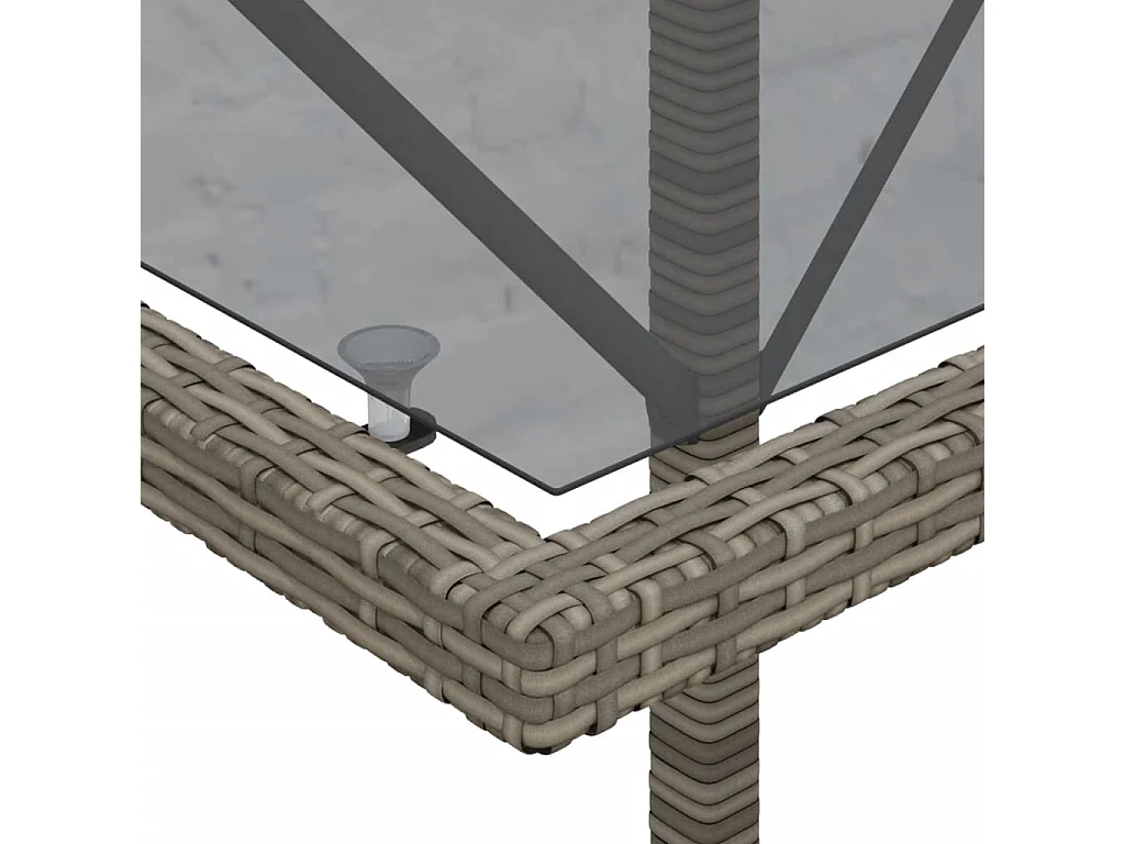 Ensemble de bistro 3 pcs avec coussins gris résine tressée