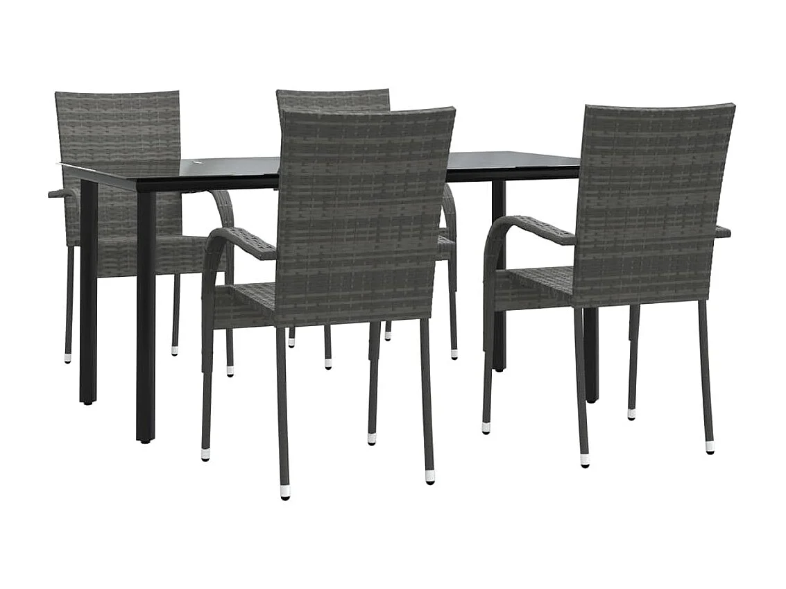 Ensemble à manger de jardin 5 pcs Gris Résine tressée