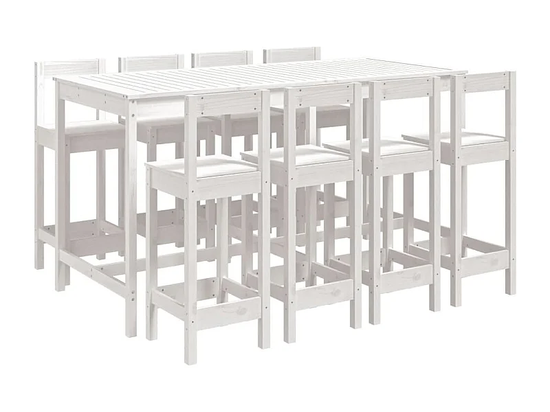 Ensemble de bar de jardin 9 pcs blanc bois de pin massif