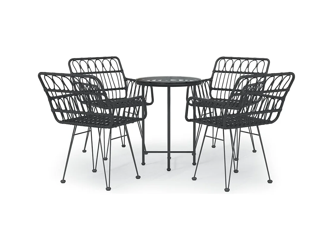 5-delige Tuinset poly rattan zwart